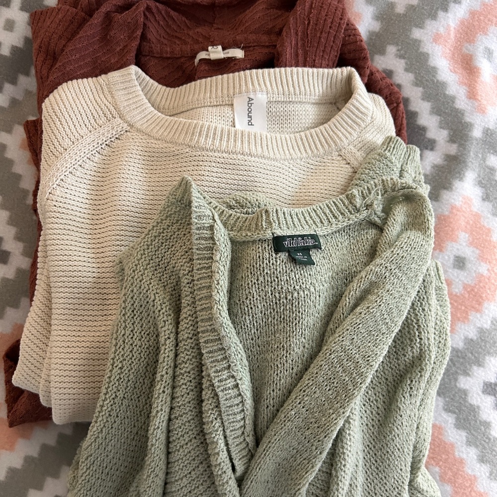 Abound Cream and Green Cardigans
